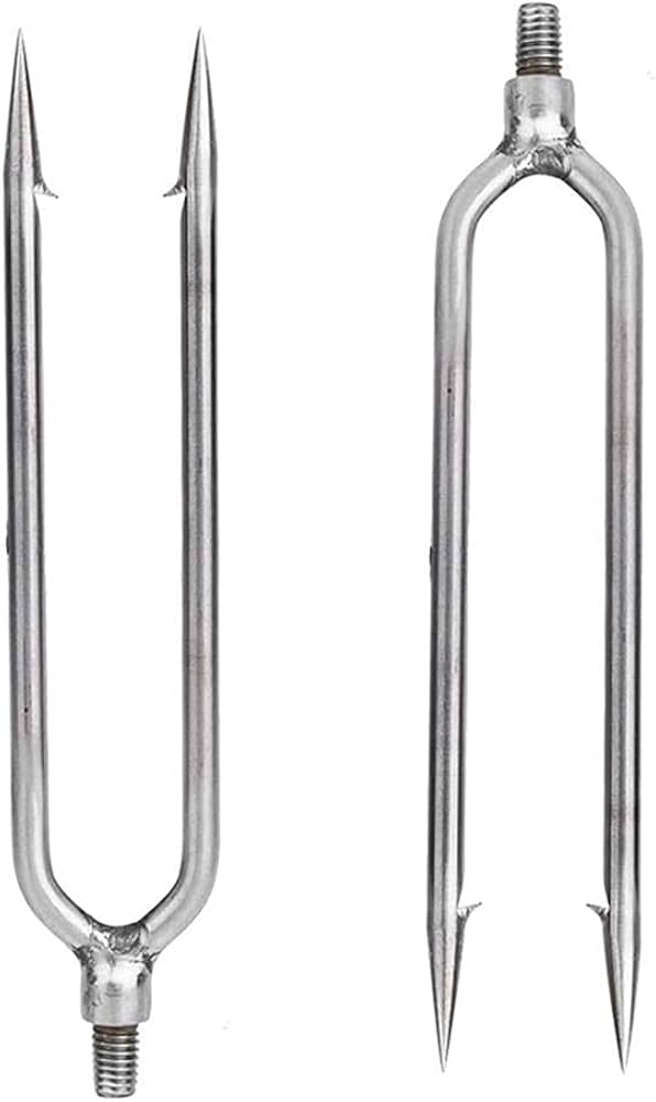 Amazon | RuMenJiang 2枚入 銛 8mmネジ式二又銛先ーフラットタイプ 銛