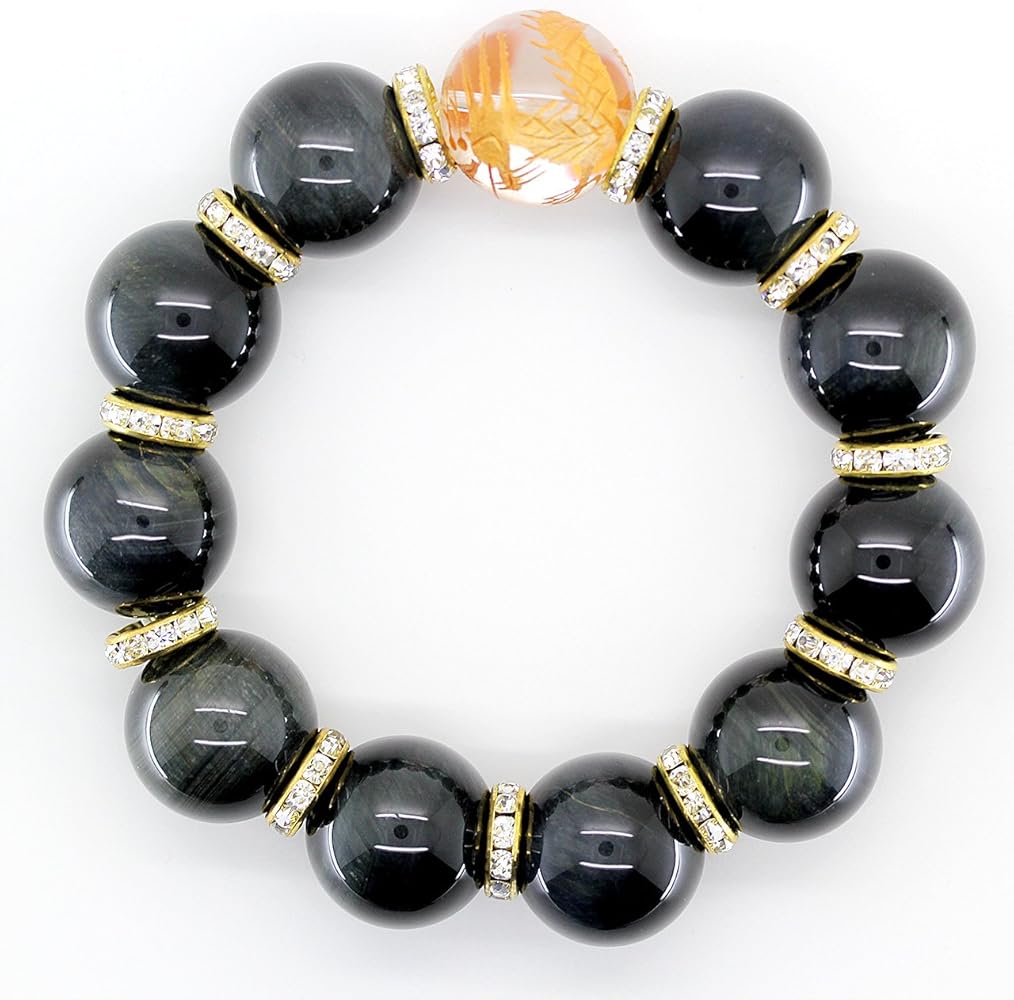 Amazon.co.jp: [石輝]特大20mmブルータイガーアイ金彫水晶高級数珠