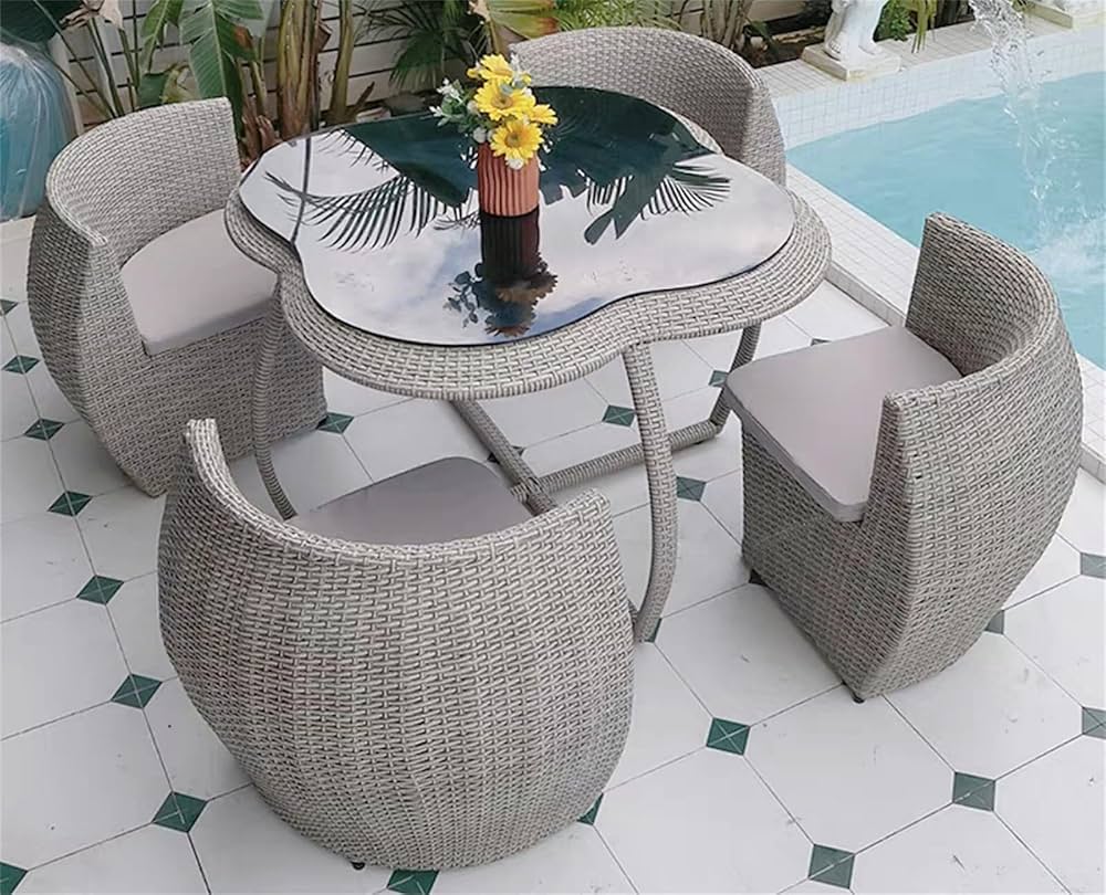 Amazon.co.jp: ガーデンチェア ラタン調 ガーデンファニチャー 5点