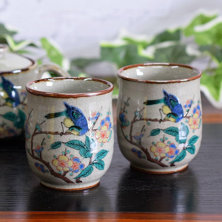 Amazon.co.jp: ペア 湯呑み 急須 セット 九谷焼 花鳥 陶器 ブランド 和