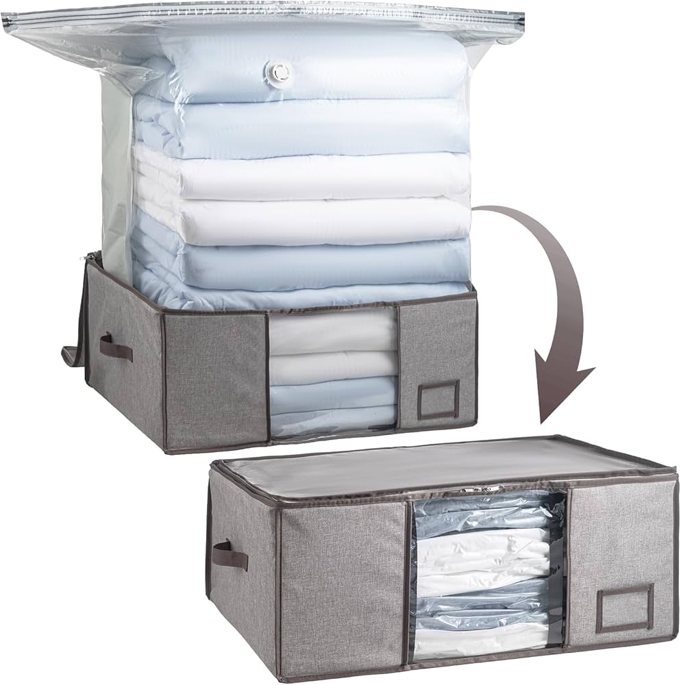 Amazon｜CLEVHOM 圧縮袋 圧縮ボックス 布団収納ケース 衣類圧縮 羽毛