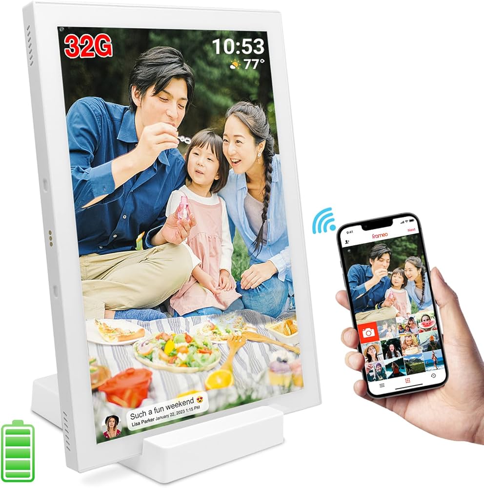 Amazon.co.jp: FRAMEO WiFiデジタルフォトフレーム、内蔵バッテリー、3