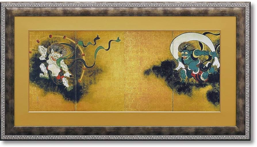 Amazon.co.jp: 絵画 尾形 光琳「風神雷神図屏風」 インテリア 額入り