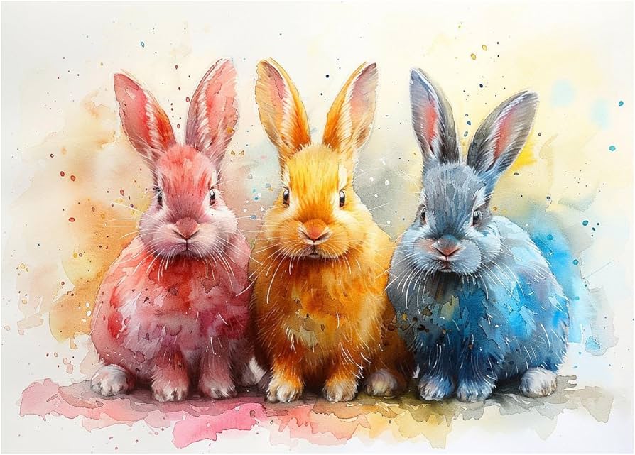 Amazon.co.jp: ZFXFHDR(へ楽ーツ) うさぎ 絵画 キャンバス カラフルな