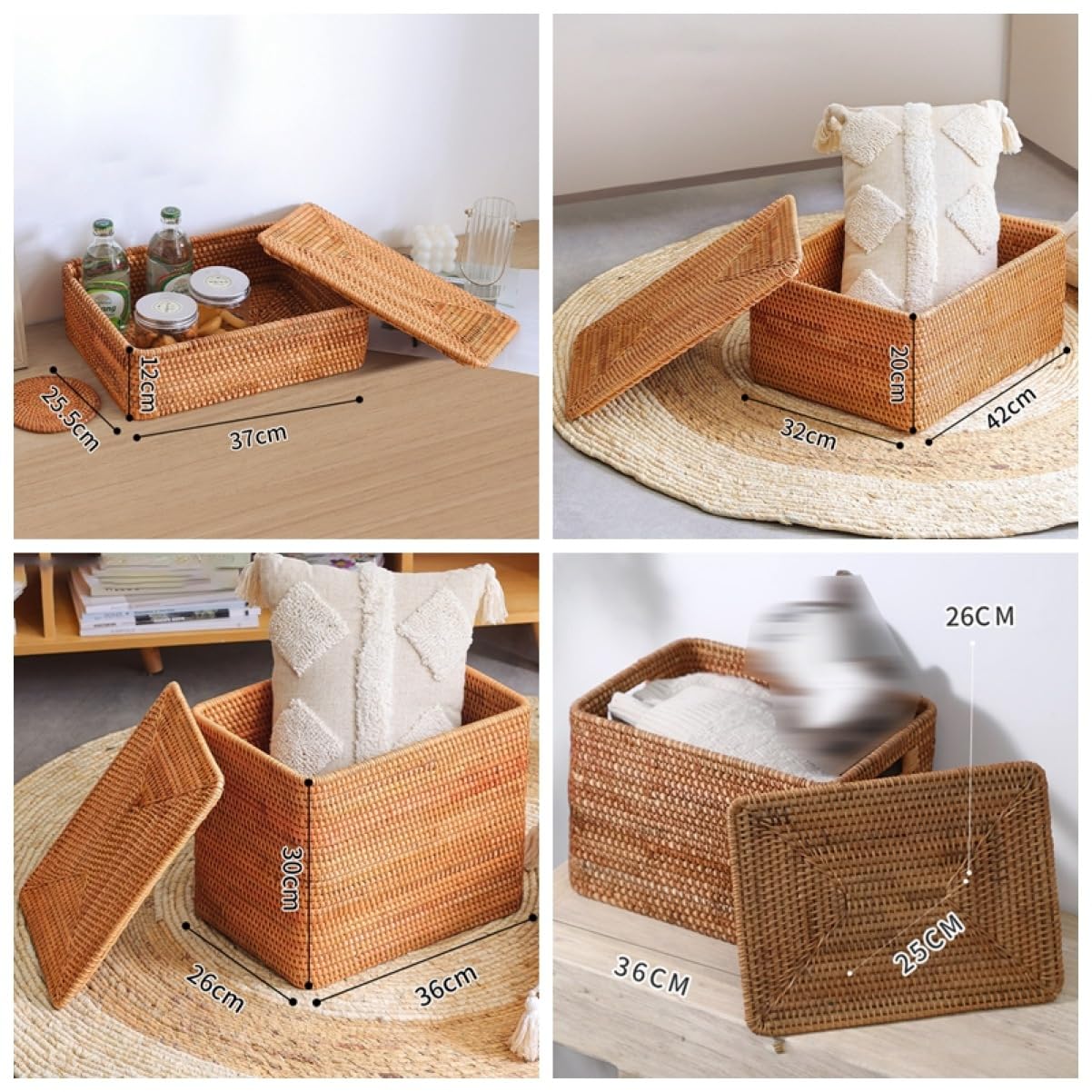 Amazon｜MJKQ9 収納かご 大容量 収納ボックス 籐 ラタン 36*25*26cm