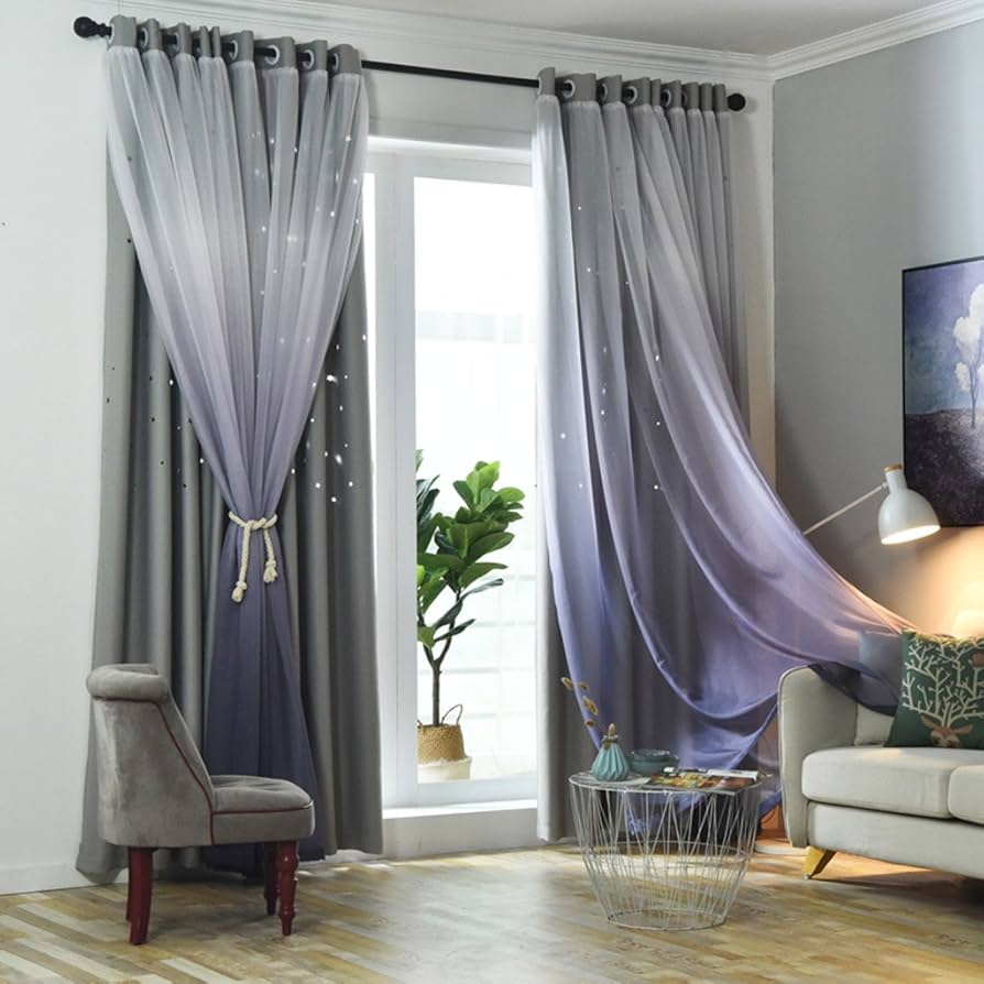 Amazon｜Nclon グラデーションの色 セーリング カーテン,ベッド 遮光