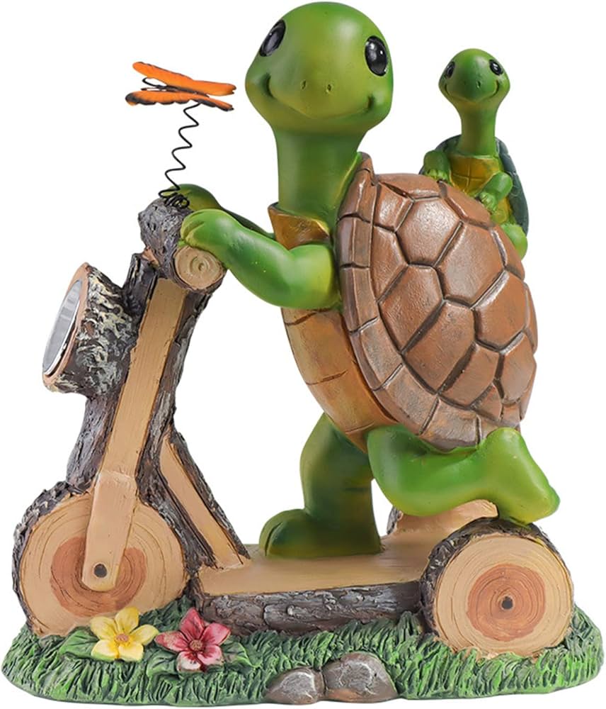 Amazon.co.jp: 自転車に乗る亀の親子 ガーデニング ガーデン