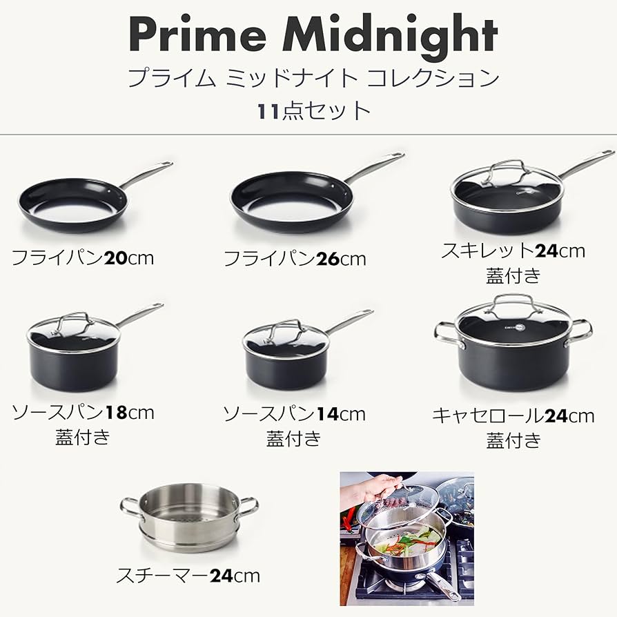 Amazon｜グリーンパン GREENPAN フライパン 鍋 蓋 11点セット ガス火