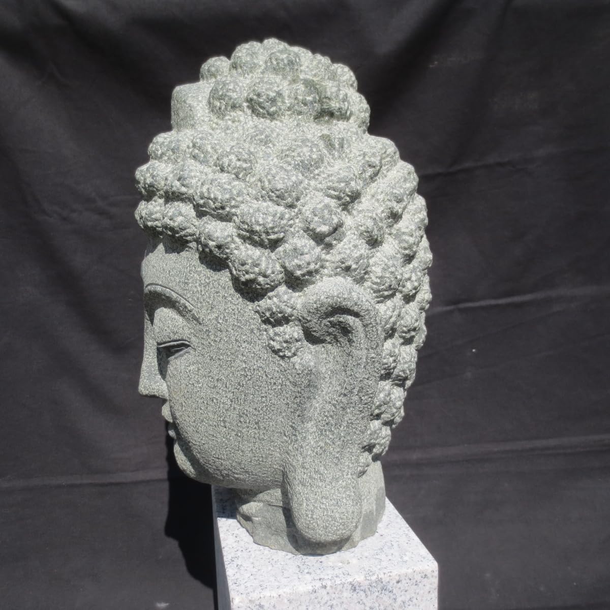 Amazon.co.jp: 仏頭 仏像 石 みかげ石 オブジェ 置物 仏教 御影石 高さ