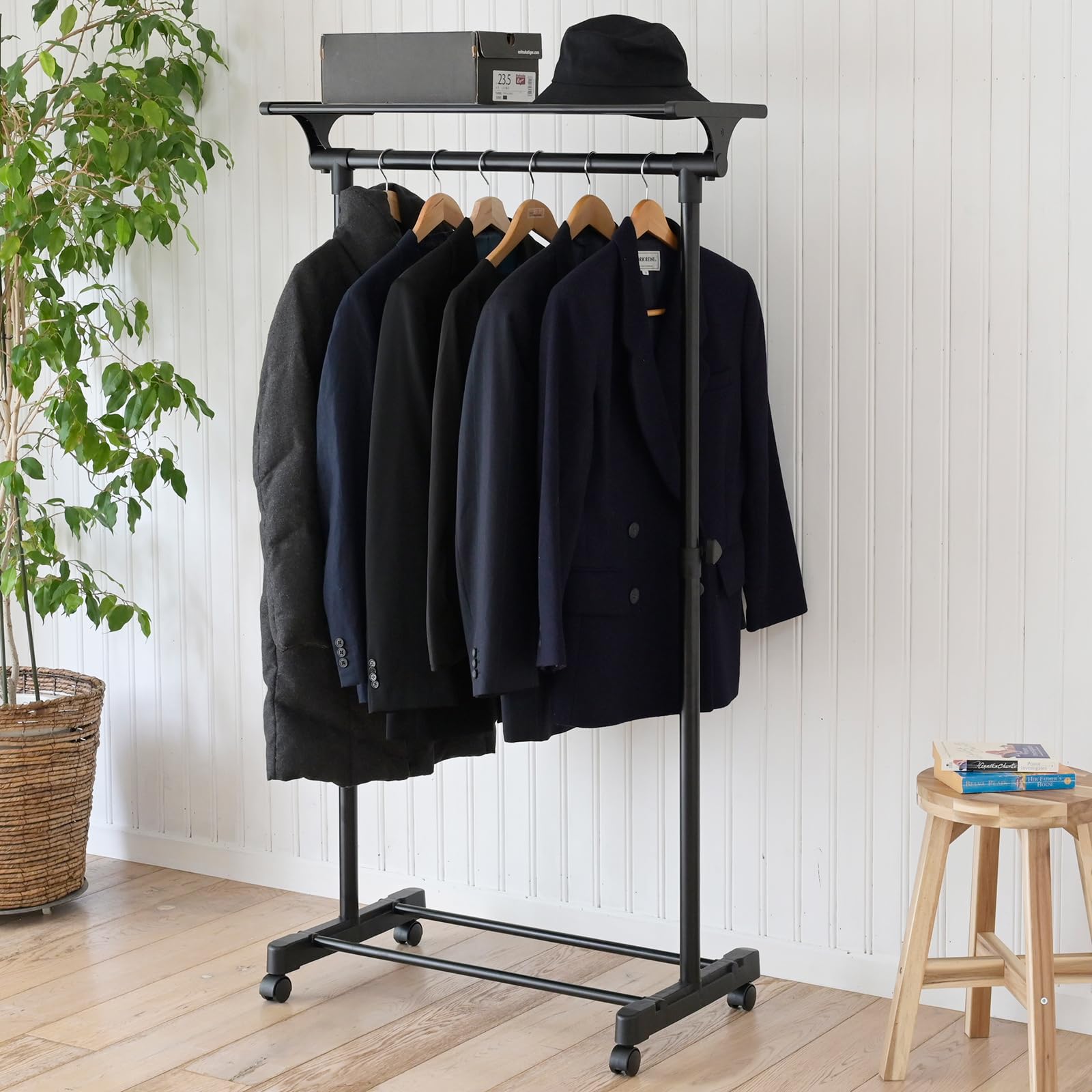 Amazon｜山善(YAMAZEN) ハンガーラック キャスター付き 幅75×奥行43×高