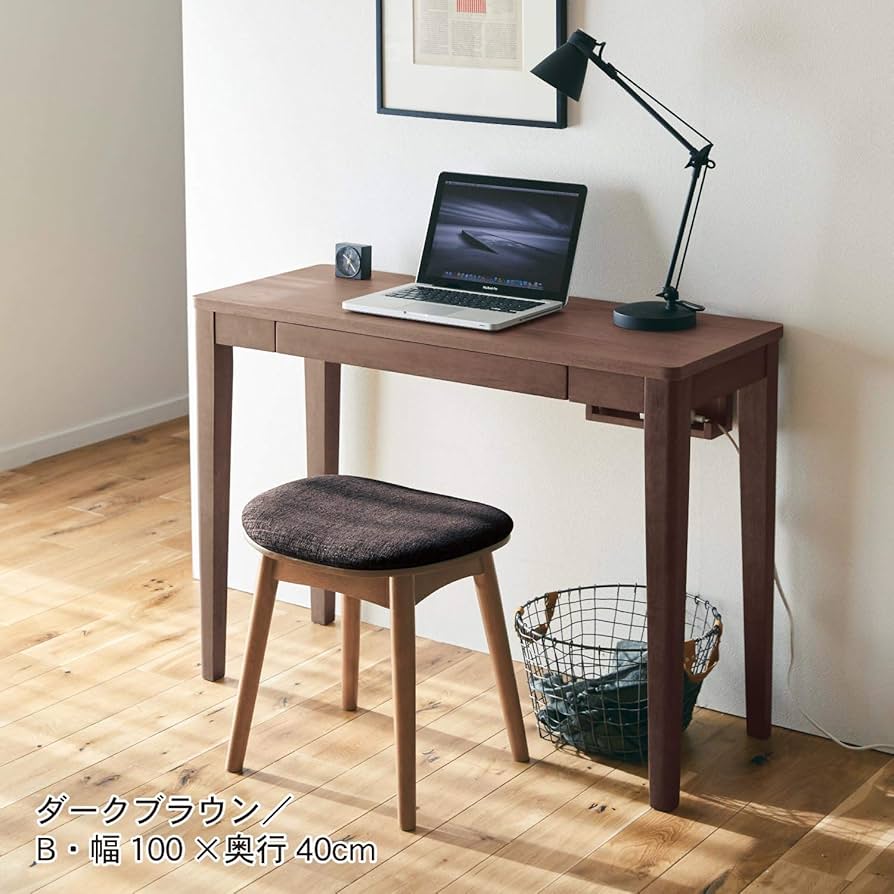 Amazon | [ベルメゾン] パソコンデスク 奥行選べる 机 ダークブラウン