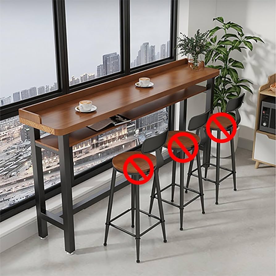 Amazon｜NEONMAN 無垢材 ウォールバーテーブル 二層式収納 ダイニング