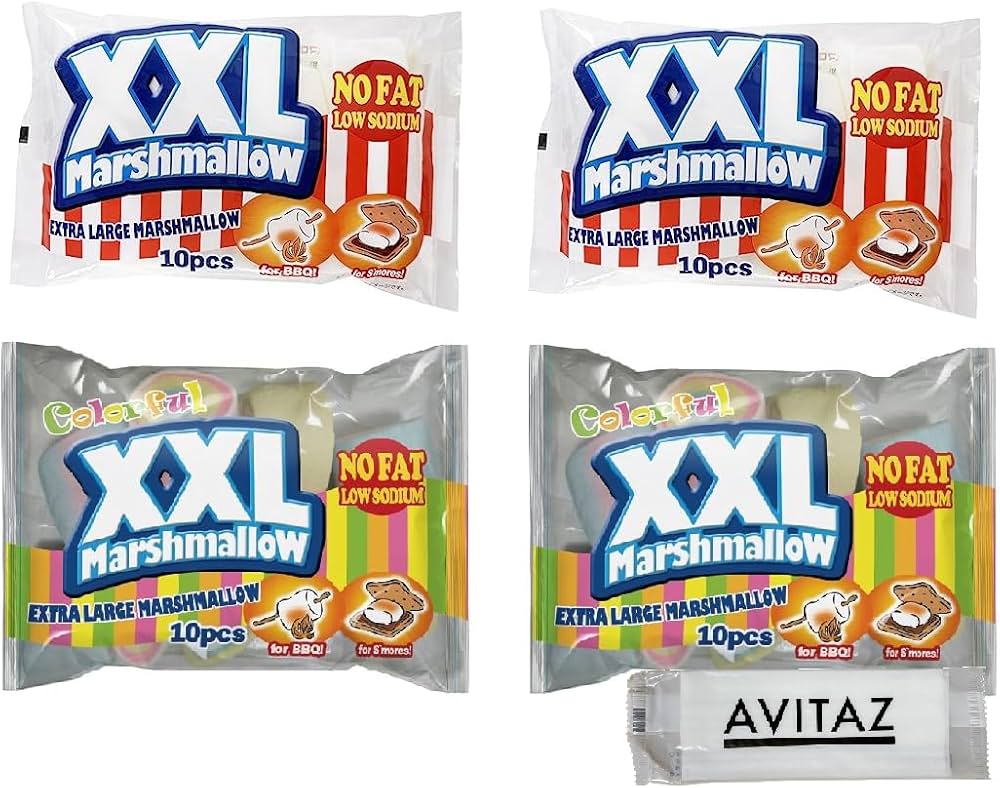 Amazon.co.jp: XXL 巨大 マシュマロ 1袋10個入り 2種×2袋 計4袋