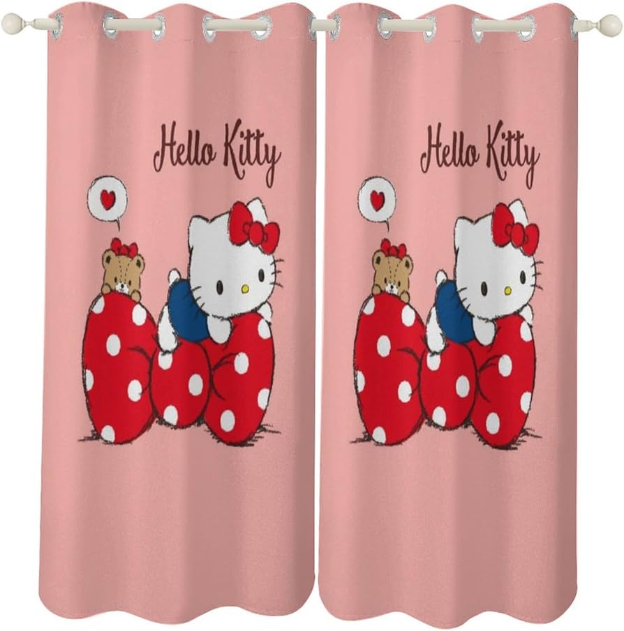 Amazon｜ハローキティカーテン 遮光 断熱 防寒 カーテン2枚セット 昼夜