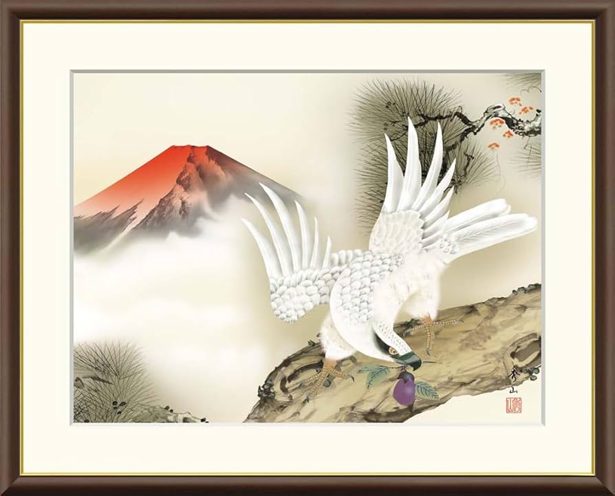 Amazon.co.jp: JHA 絵画 インテリア 額入り 額絵 日本画 縁起画「一