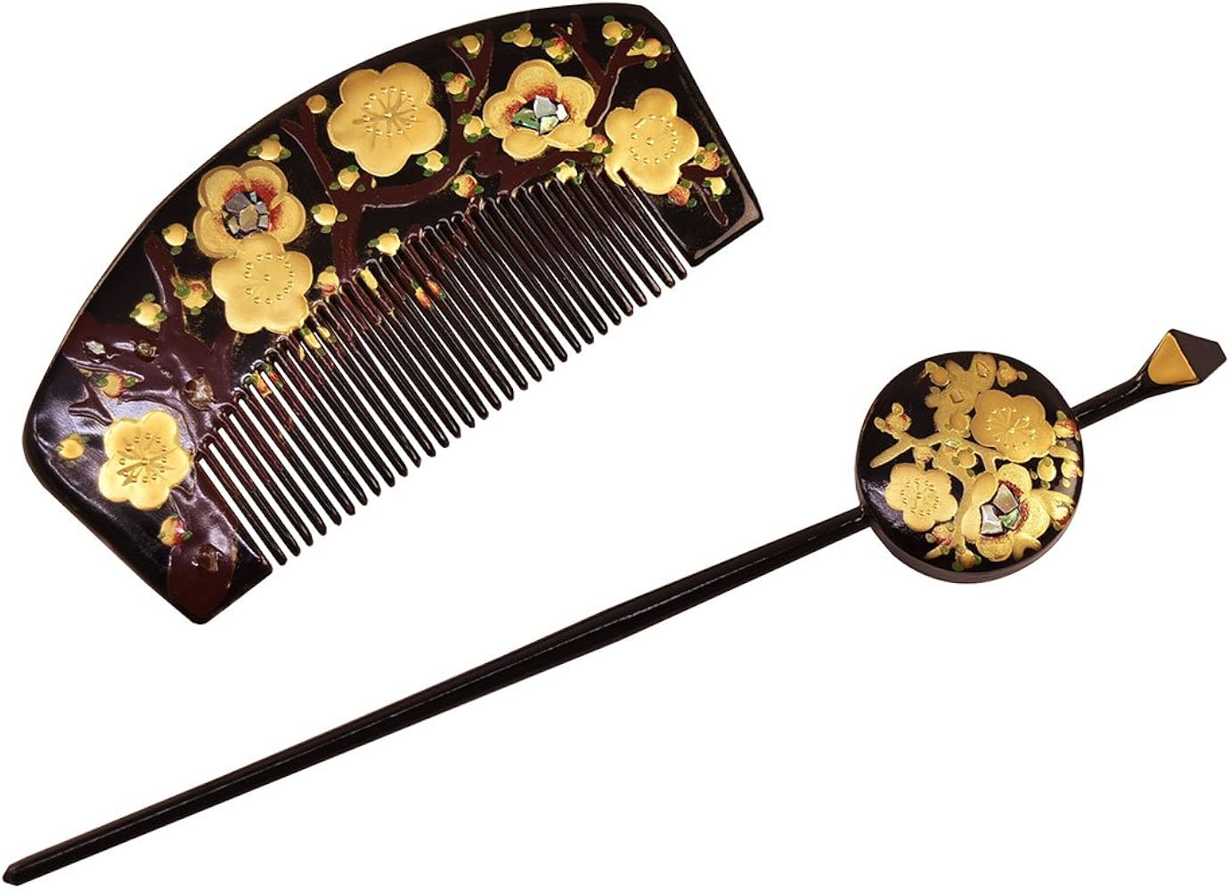 Amazon | 七五三 髪飾り 7歳 日本製 [なごみや] 前櫛 平打簪セット