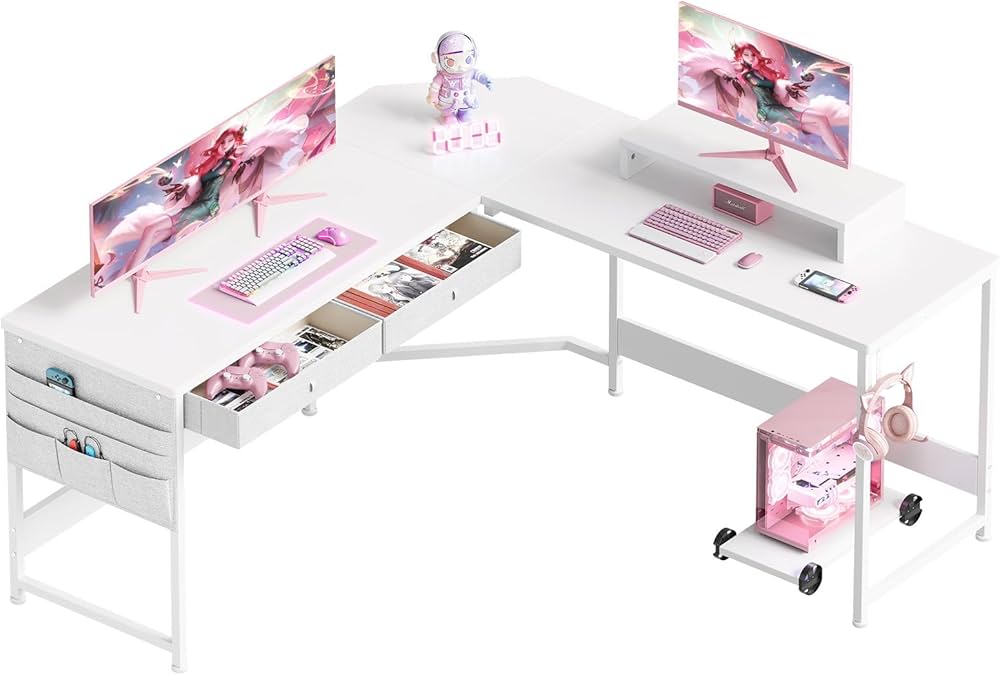 Amazon.co.jp: YeTom l字デスク 机 125cm x 125cm パソコンデスク つく