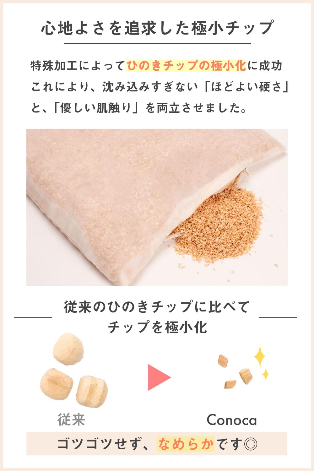 Amazon｜ひのきアロマ枕Conoca 1年中使える ゴツゴツしない 極小