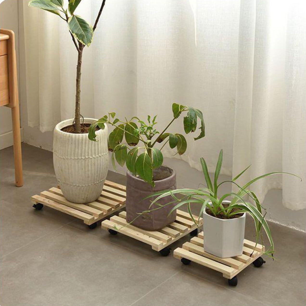 Amazon.co.jp: [GZGZ] 花台キャスター付角型 キャスター付で移動も