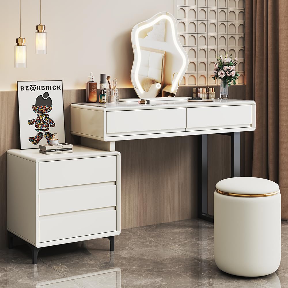 Amazon｜ドレッサー4点セット テーブル 女優LEDミラー 100cm幅員