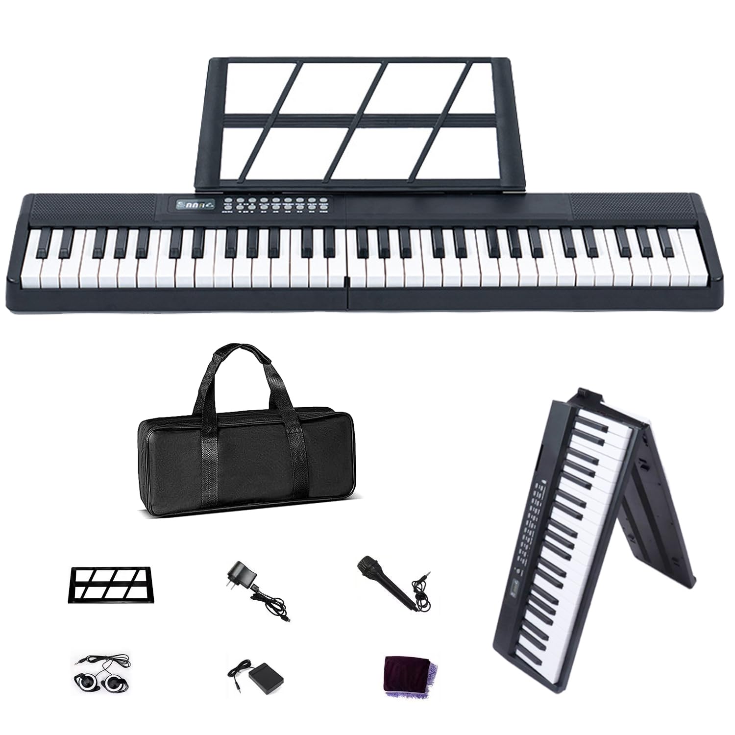 Amazon | Yumcute 電子ピアノ 61鍵盤 折りたたみ 2つ折り電子