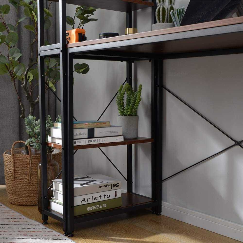 Amazon | パソコンデスク ラック付き デスク ワークデスク 木製 学習