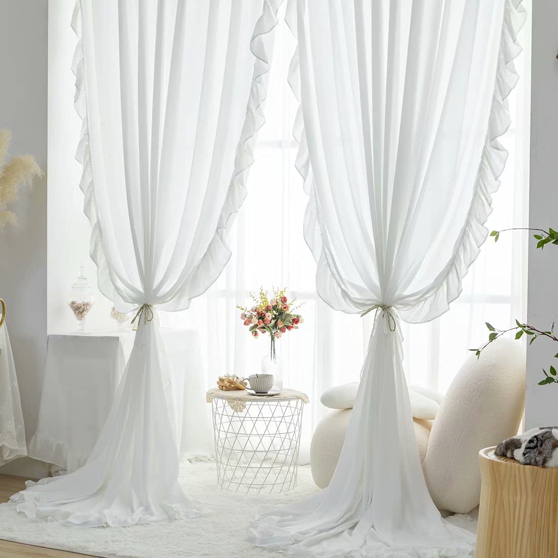 Amazon｜OSONA 姫系 レースカーテン 白 遮像 春夏 小窓 おしゃれ
