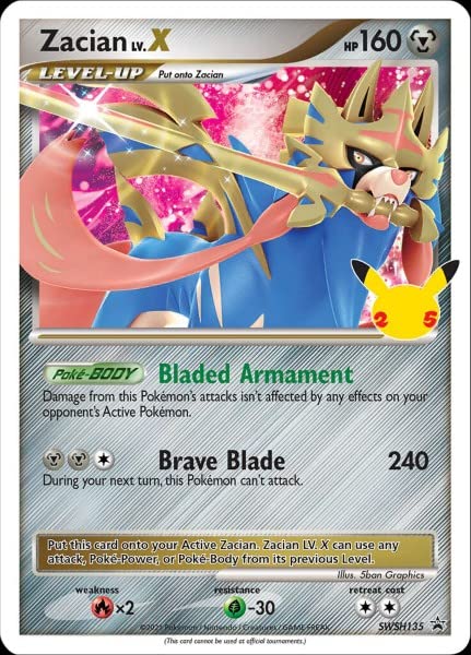 Amazon.com: Pokemon - Zacian LV.X - SWSH135 - Celebrations Black