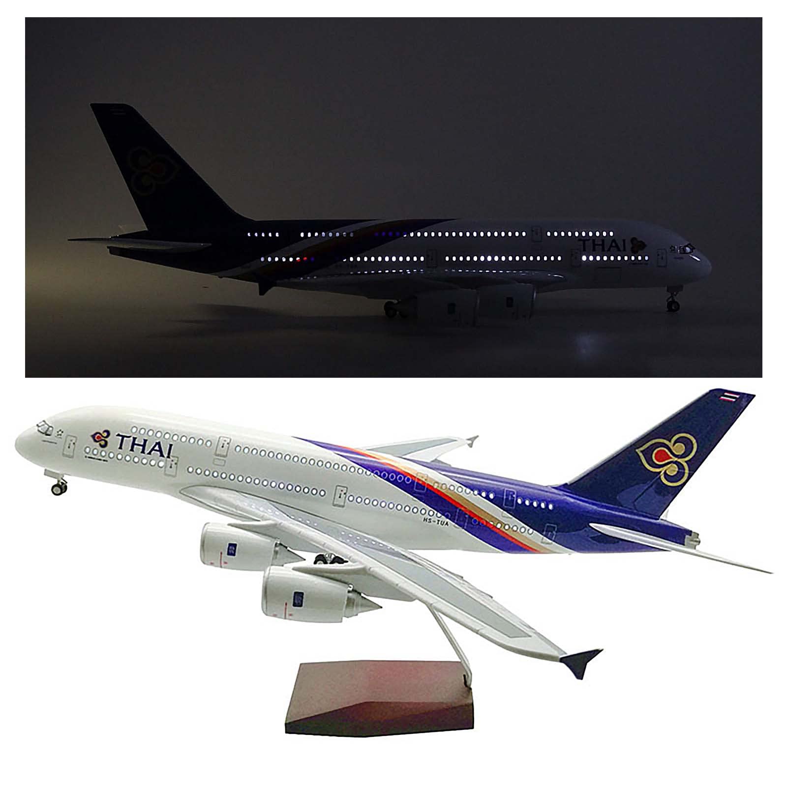 Amazon.co.jp: 現実的なエアバスA380 LEDライト付きタイ航空モデル