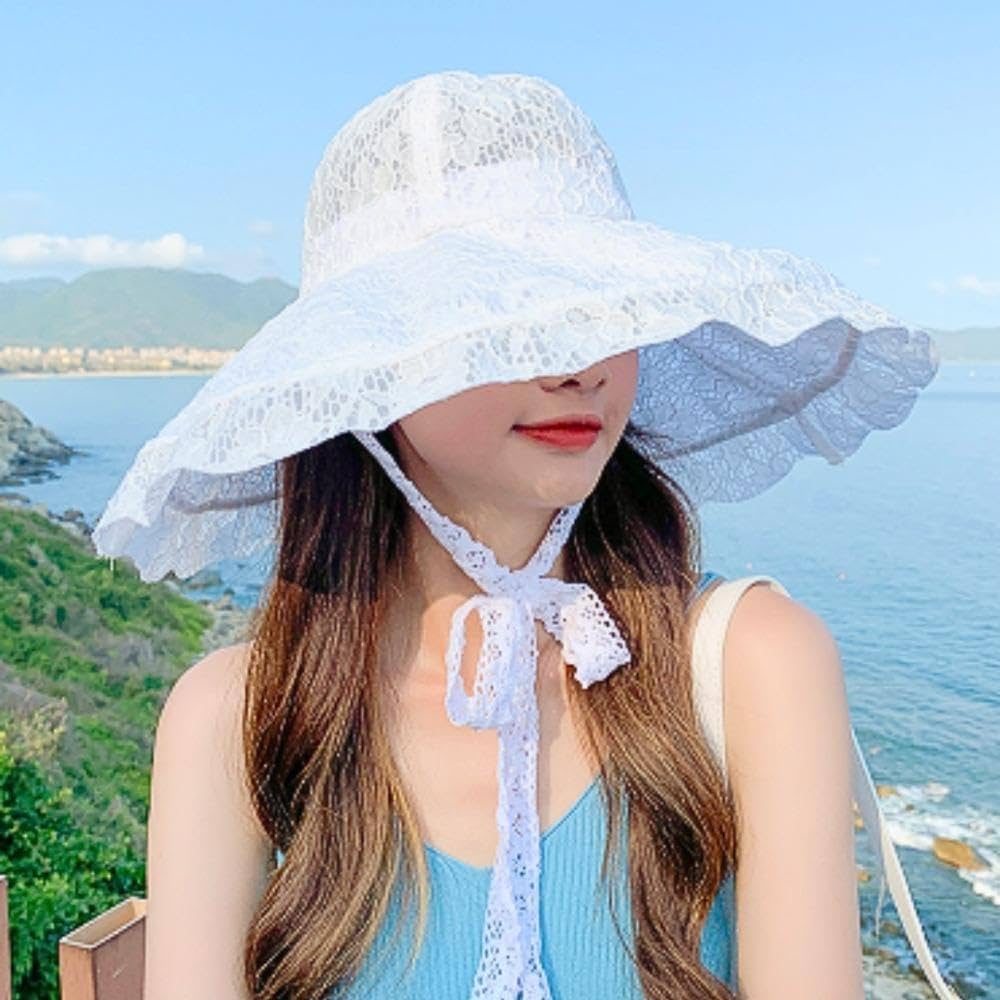 Amazon.co.jp: 麦わら帽子 帽子 ホワイト 白 レース 女性 おしゃれ