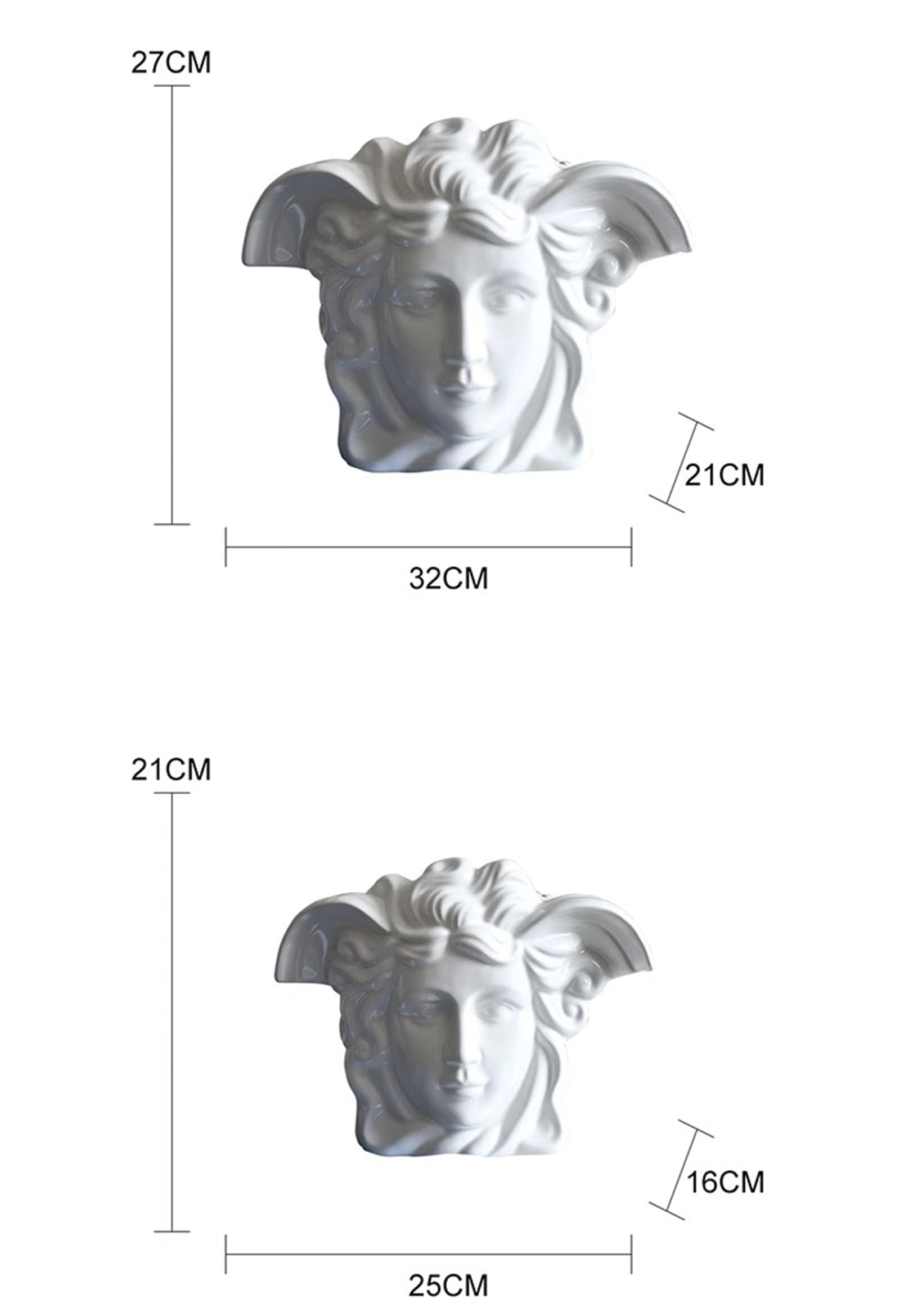 Amazon.co.jp: メデューサの頭の彫刻、白いレリーフセラミック花瓶の