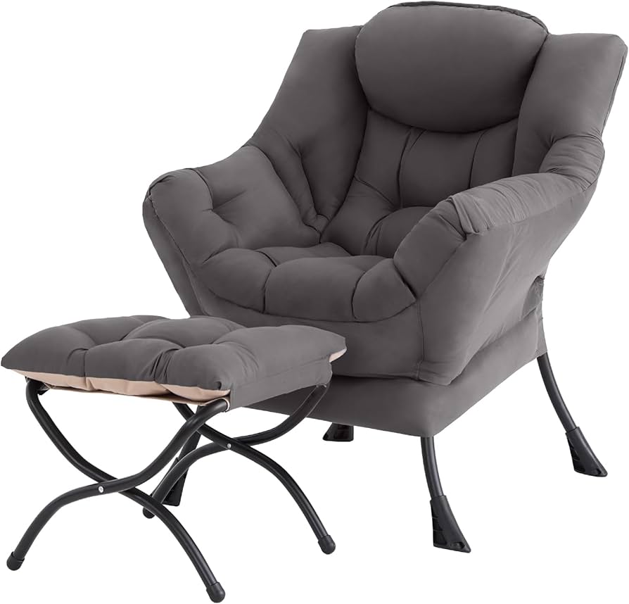 Amazon.com: Tiita Lazy Chair with Ottoman, Gray Modern Large