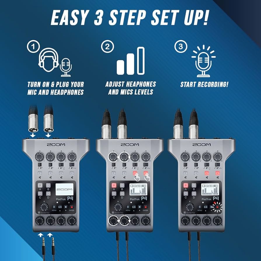 Amazon.com: Zoom PodTrak P4 Portable Multitrack Podcast Recorder