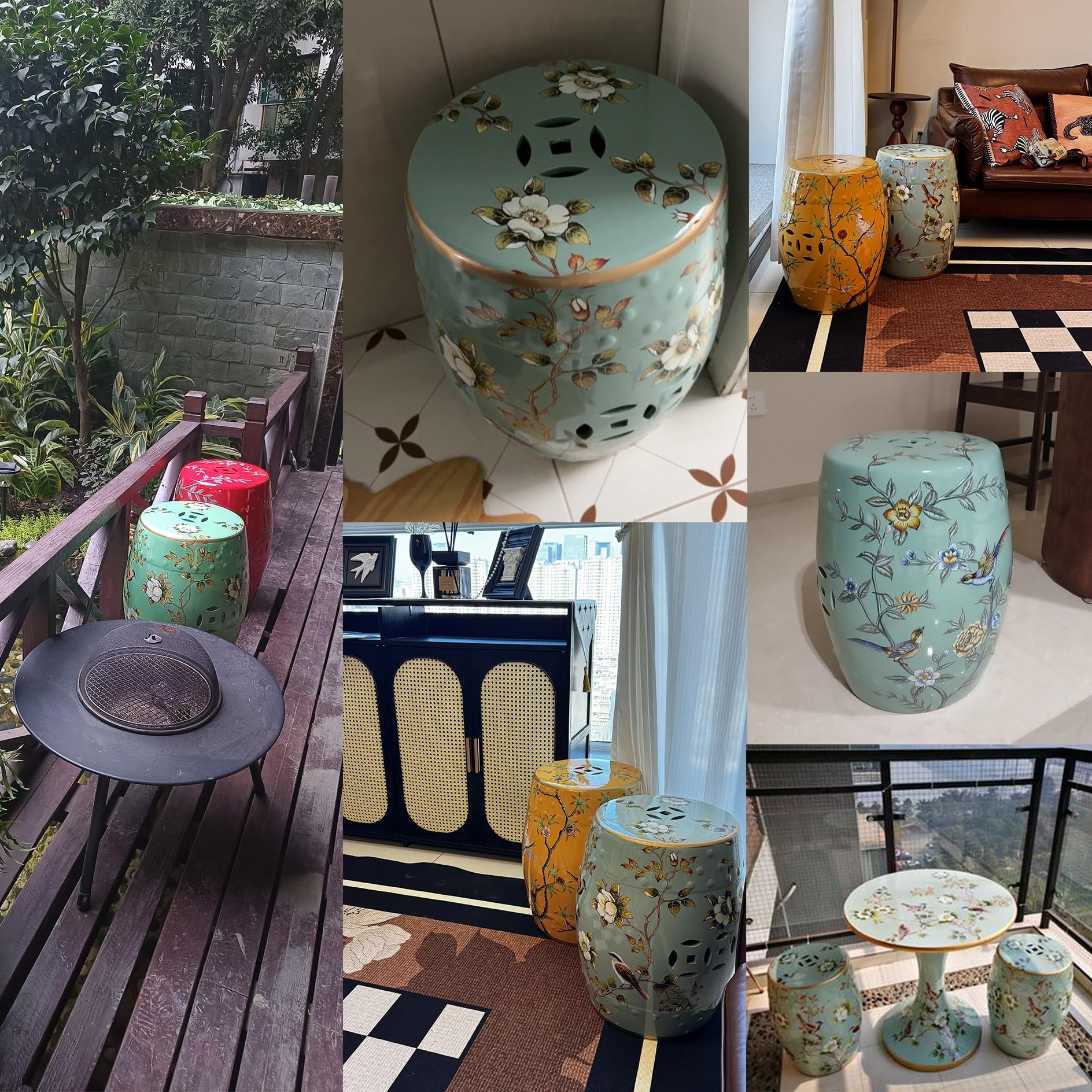 Amazon.co.jp: ガーデンスツール 陶器スツール イス 腰掛け 花台