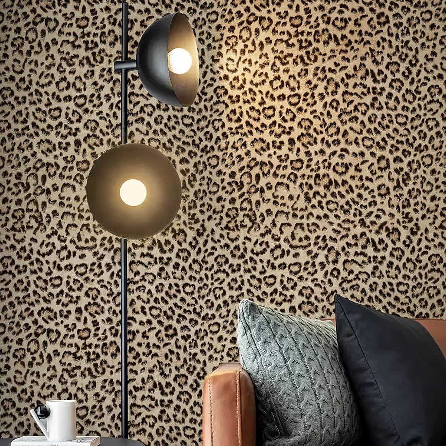 JiffDiff Leopard Print Peel and Stick Wallpaper, Waterproof