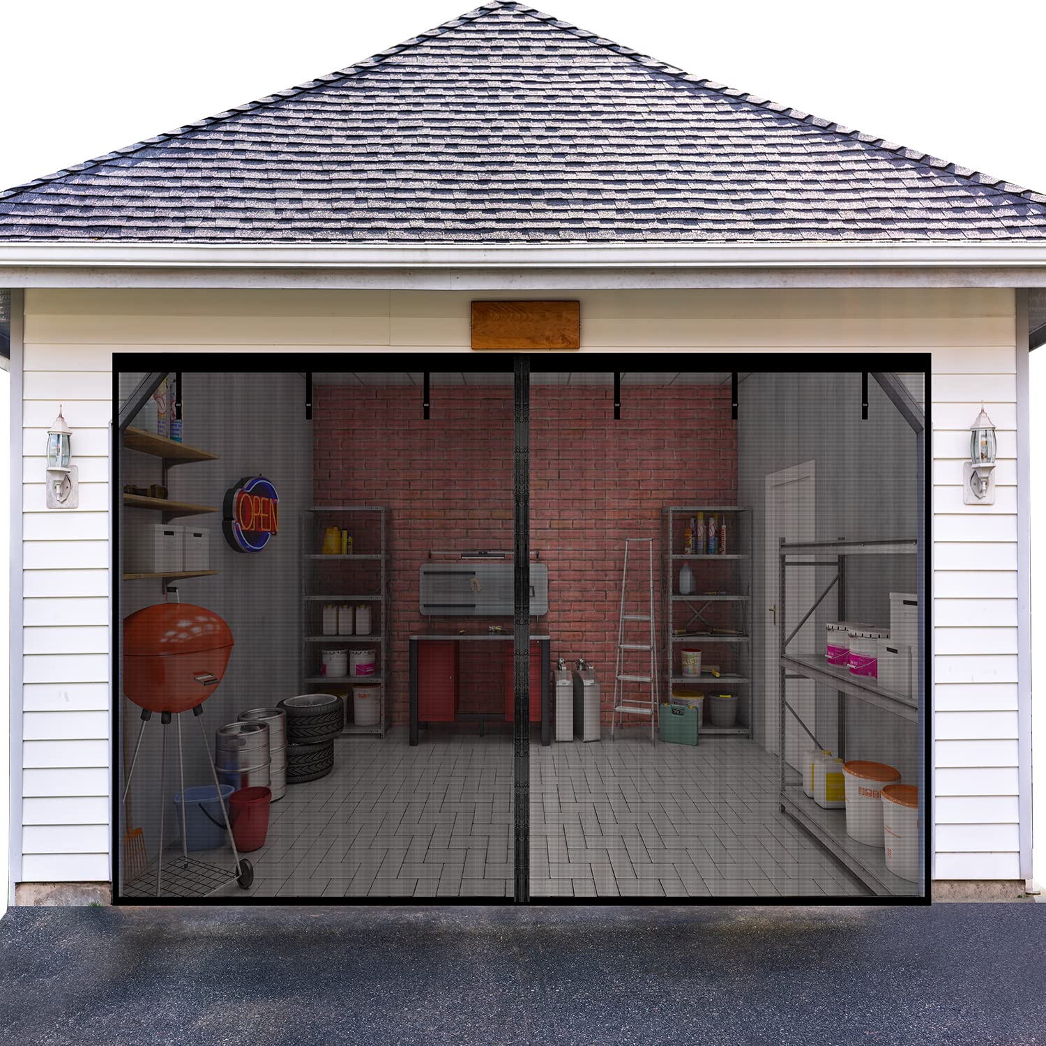 Amazon.co.jp: ガラス繊維磁気ガレージドアスクリーン 1台用 9x7