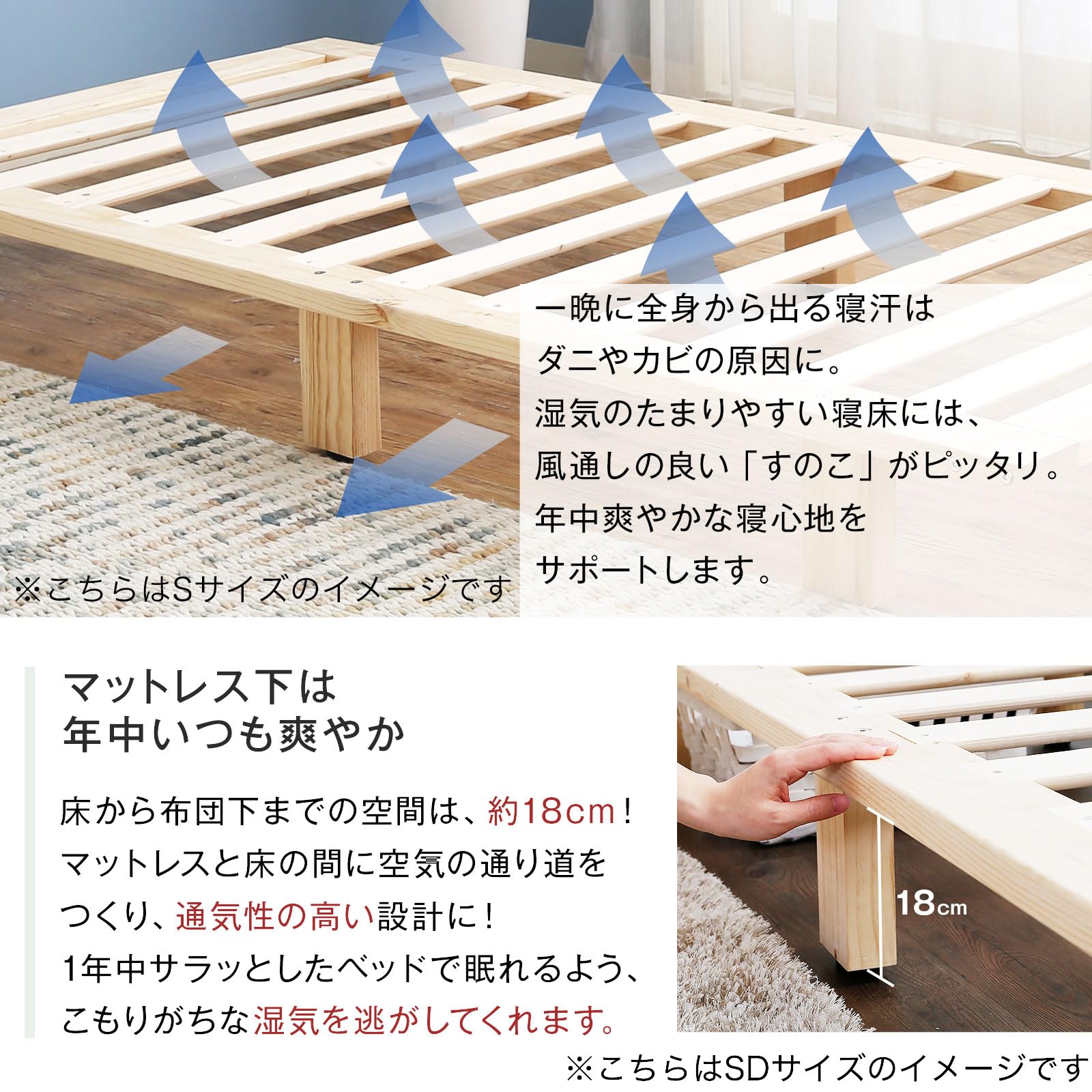 Amazon｜LOWYA ロウヤ すのこベッド ベッドフレーム 単体 クイーン