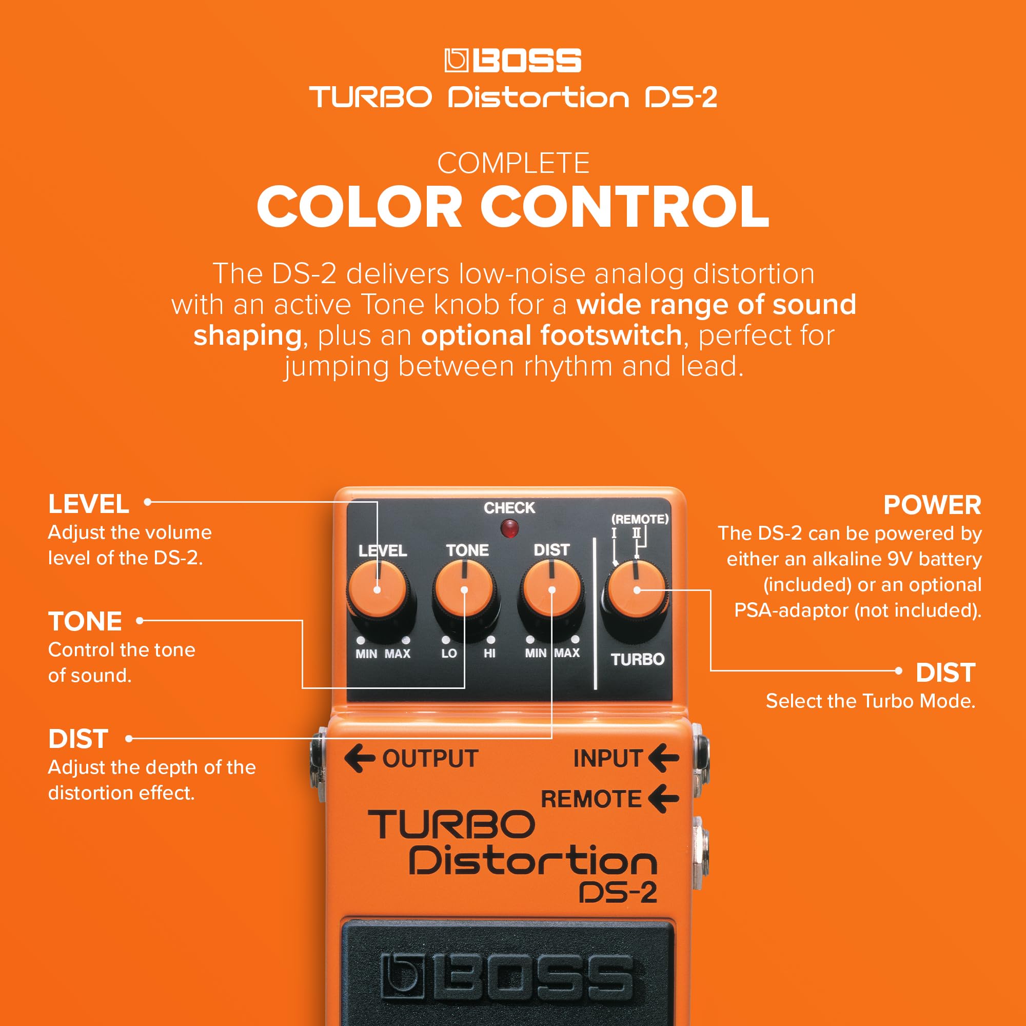 Amazon.com: Boss DS-2 Turbo Distortion Pedal with Remote Jack