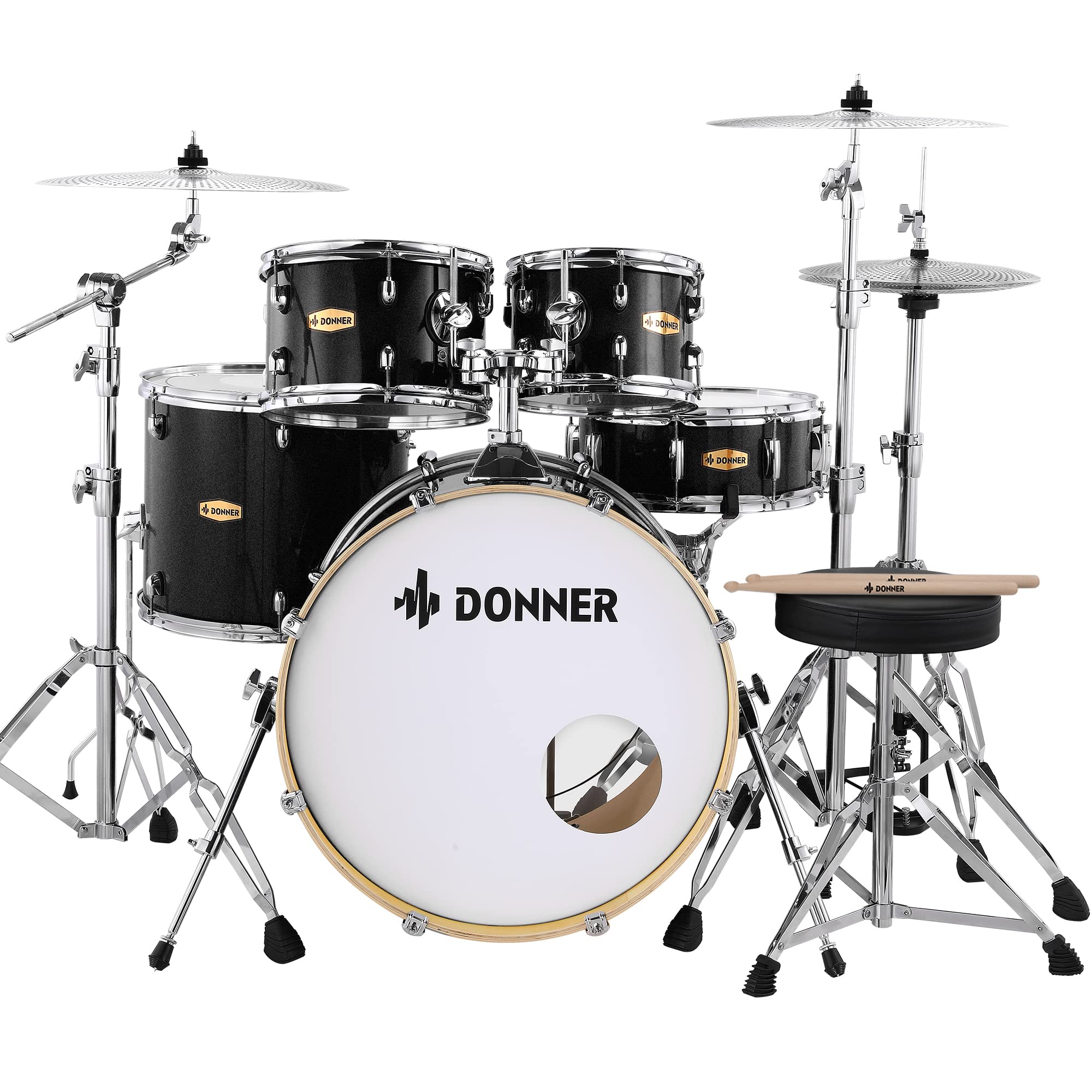 Amazon.com: Donner Drum Set Adult with Practice Mute Pad,5-Piece