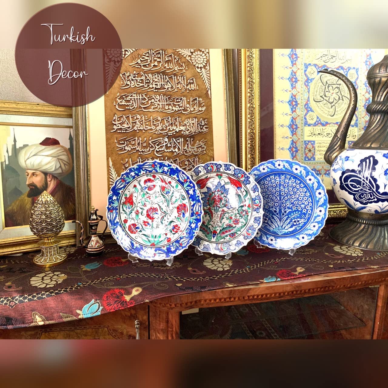 Amazon | トルコ陶器 トルコ絵皿 トルコ雑貨 手描絵皿 25cm