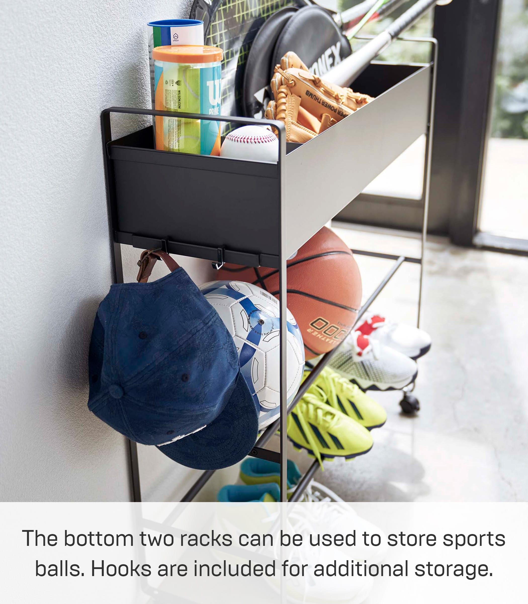 Amazon｜山崎実業(Yamazaki) キャスター付き 玄関収納 ラック ブラック