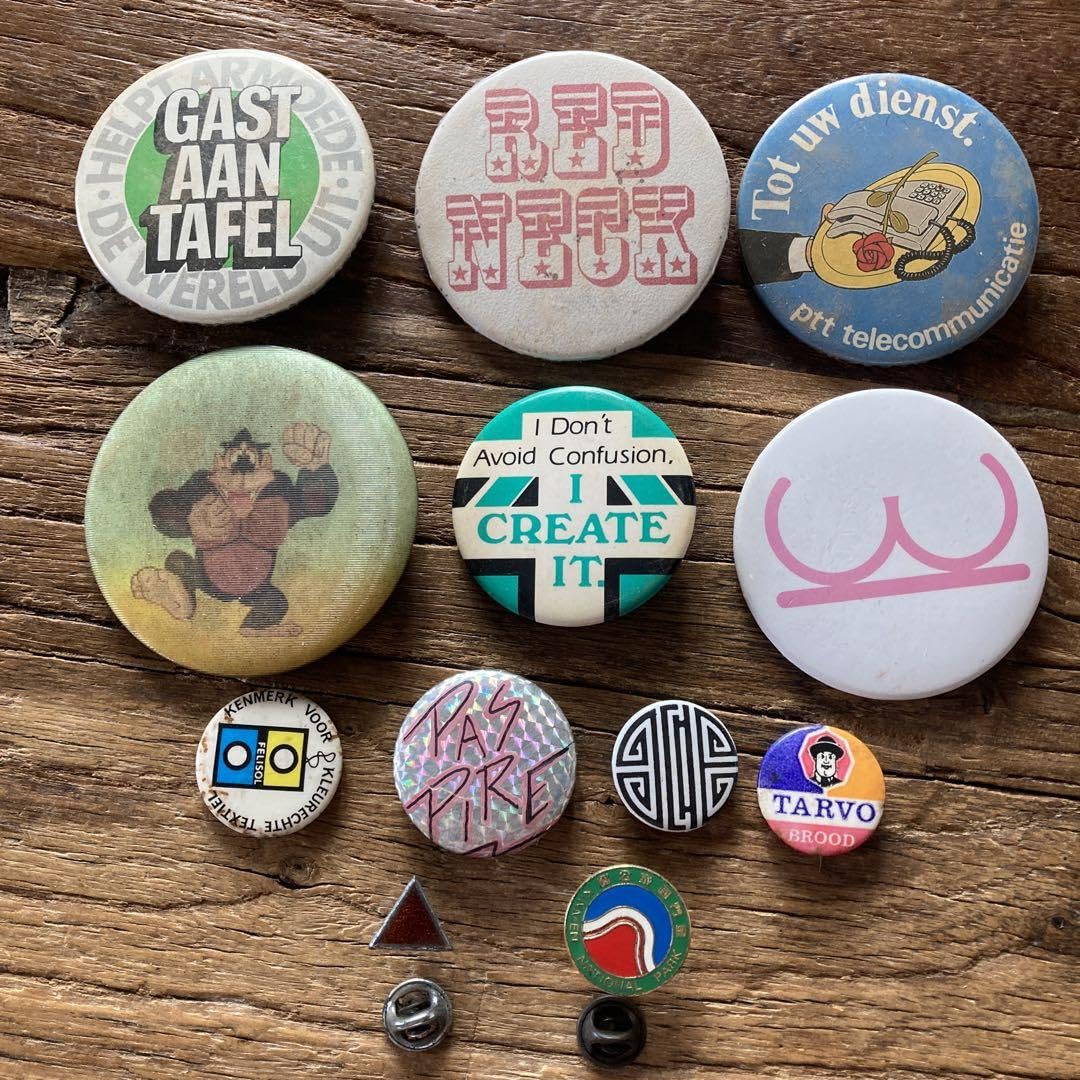 Amazon | 60's 70's 80's ヴィンテージ 缶バッジ ピンズ スラング