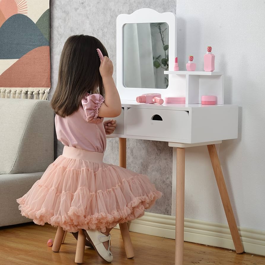 Amazon.co.jp: おままごとドレッサー ドレッサー 木製 化粧台 鏡台