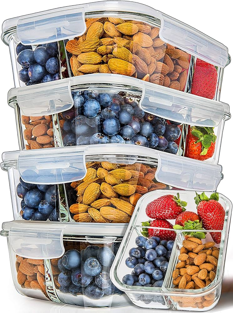 Amazon.com: PrepNaturals 5 Pack 34 Oz Glass Meal Prep Containers
