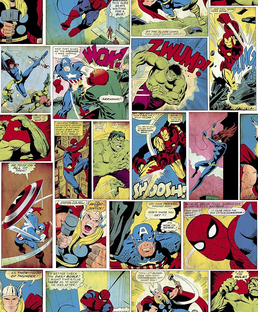 Amazon | Muriva 159501 マーベル アベンジャーズ 壁紙 マルチカラー