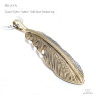ゴールドブラス(真鍮) ネイティブ系フェザー(羽根) ペンダント トップ