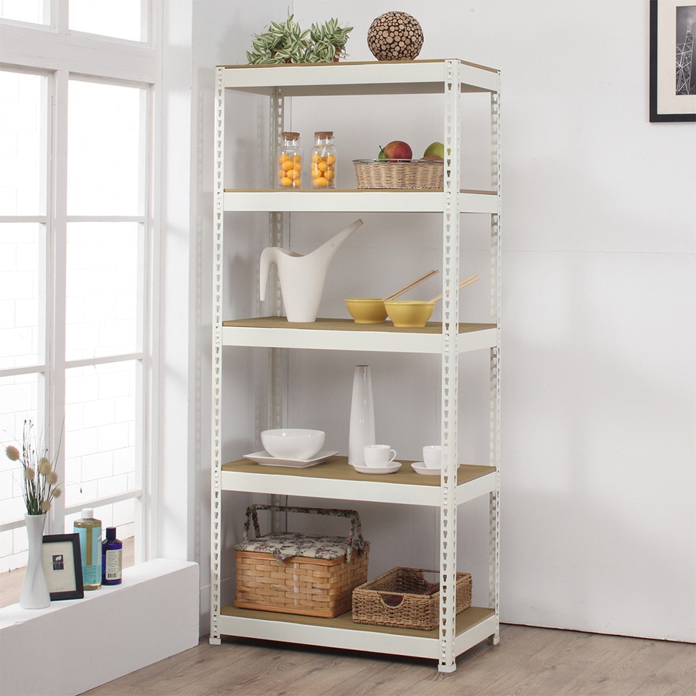 メタル＆ウッドラック スチールラック 5段 幅81cm 奥行41cm 高さ180cm 総