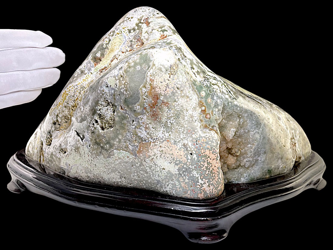 マダガスカル産オーシャンジャスパー/OceanJasper(碧玉) (木製台座付き)