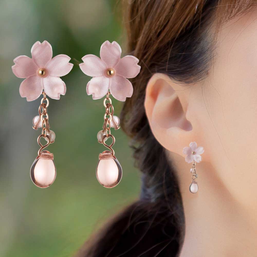 アクセソワール 桜のピアス 可憐ピンク (P1) 桜ゆらり、耳元に春色の