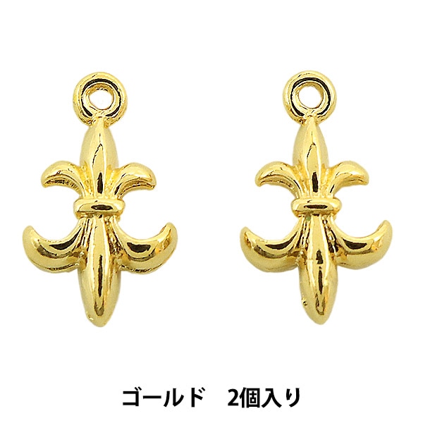 手芸金具 『チャーム 百合 ゴールド 2個入り No.320』 ビーズ,ビーズ